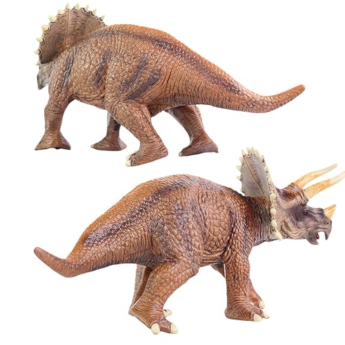 Gemini&Genius Triceratops Action Figure – Hand-Painted Dinosaur Toy in Durable ABS Plastic