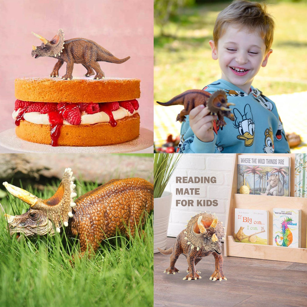 Gemini&Genius Triceratops Action Figure – Hand-Painted Dinosaur Toy in Durable ABS Plastic