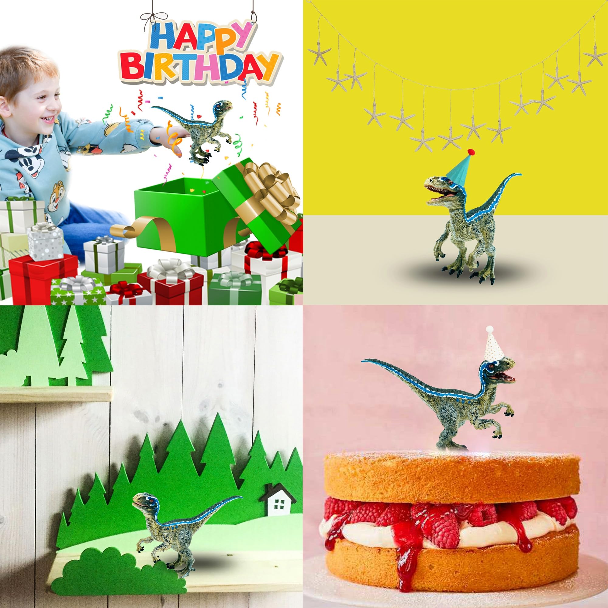 Gemini&Genius Velociraptor Dinosaur Toy – Realistic Hand-Painted Raptor with Moveable Jaw, Safe ABS Plastic for Kids