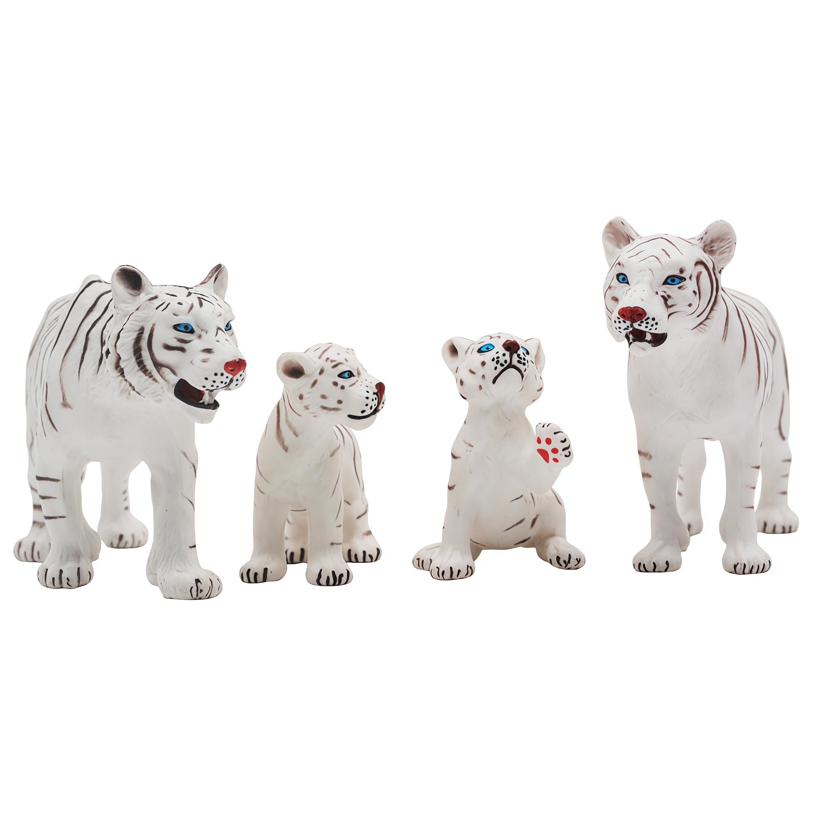 Gemini&Genius White Tiger Family Set with Cub – Realistic Safari Animal Figurines, Educational Toy for Kids