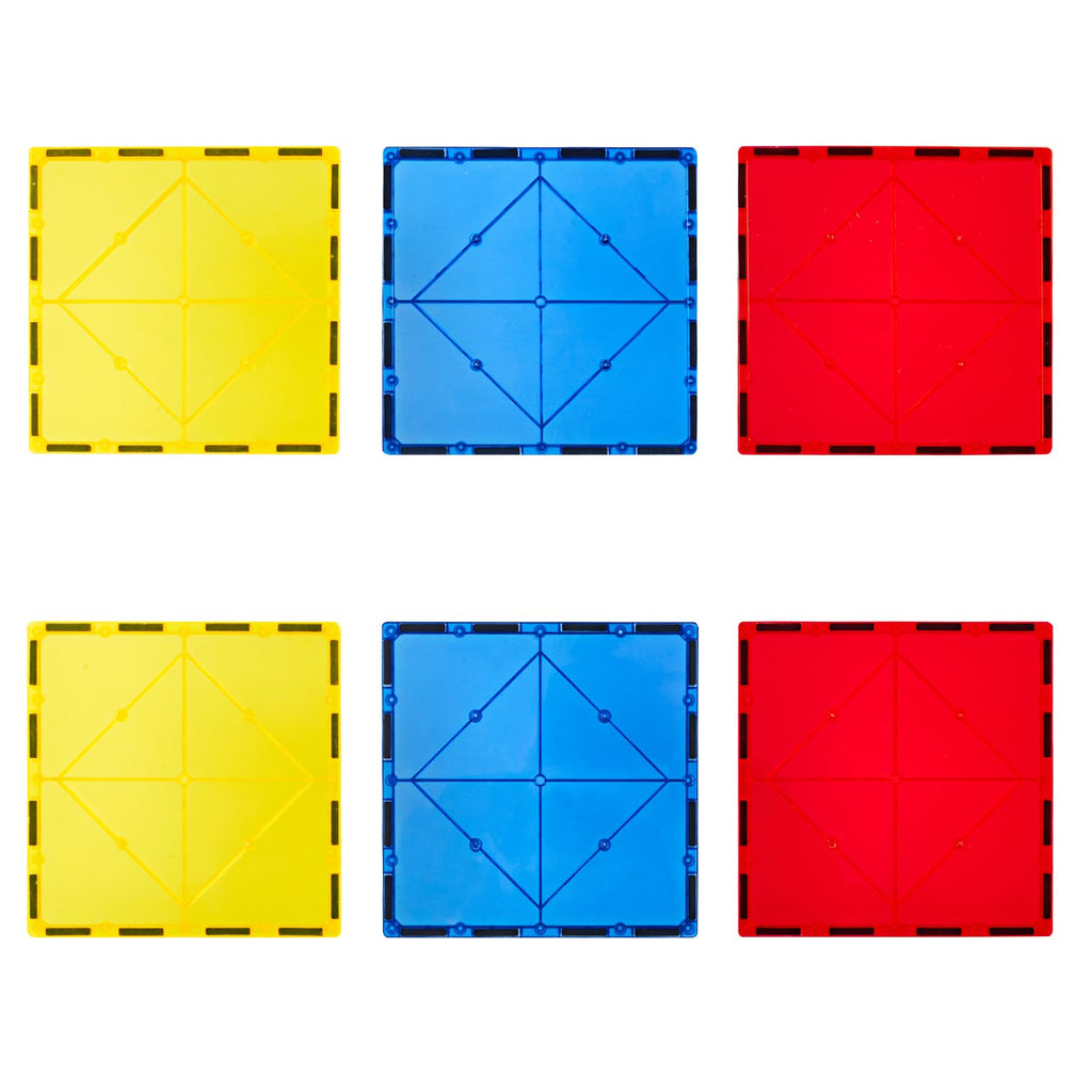 Gemmicc 6-Pack Large Magnetic Tiles (5.9") – Jumbo Base Plates for STEM Building, Compatible with Most Brands