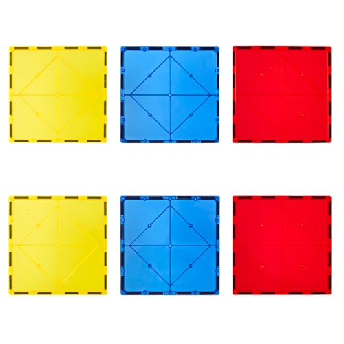 Gemmicc 6-Pack Large Magnetic Tiles (5.9") – Jumbo Base Plates for STEM Building, Compatible with Most Brands