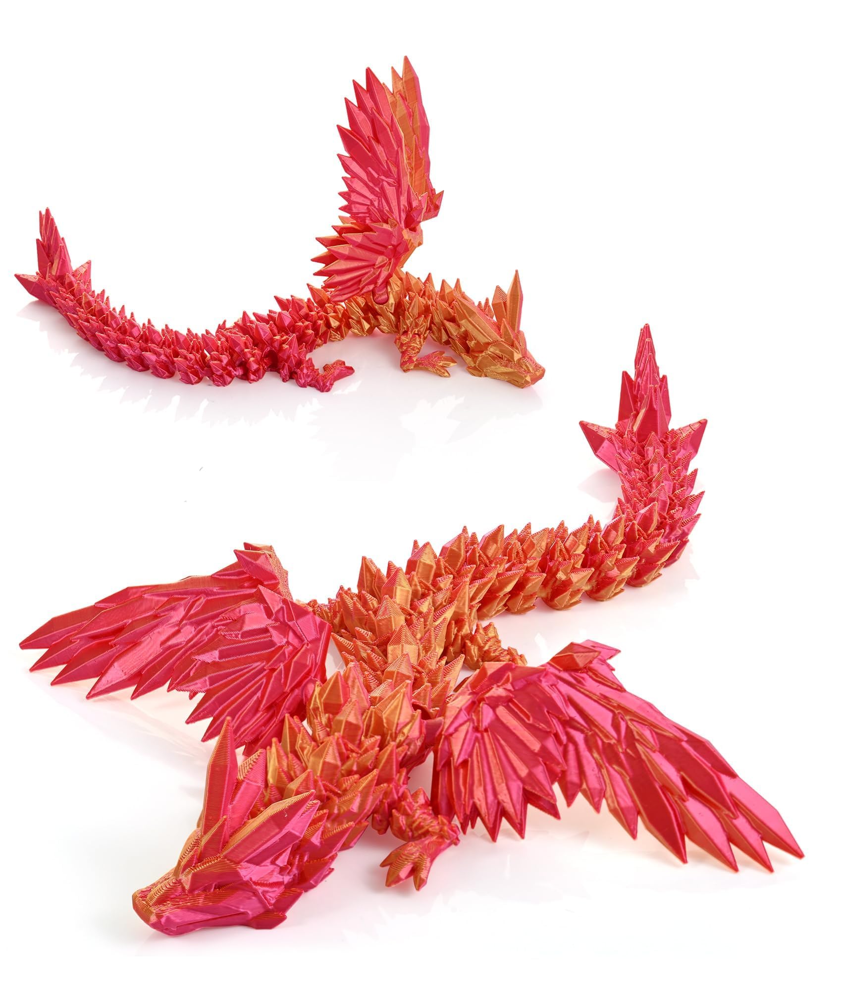 GemmiCho 11-Inch 3D Printed Dragon with Poseable Wings and Joints – Detailed Desktop Collectible for Stress Relief