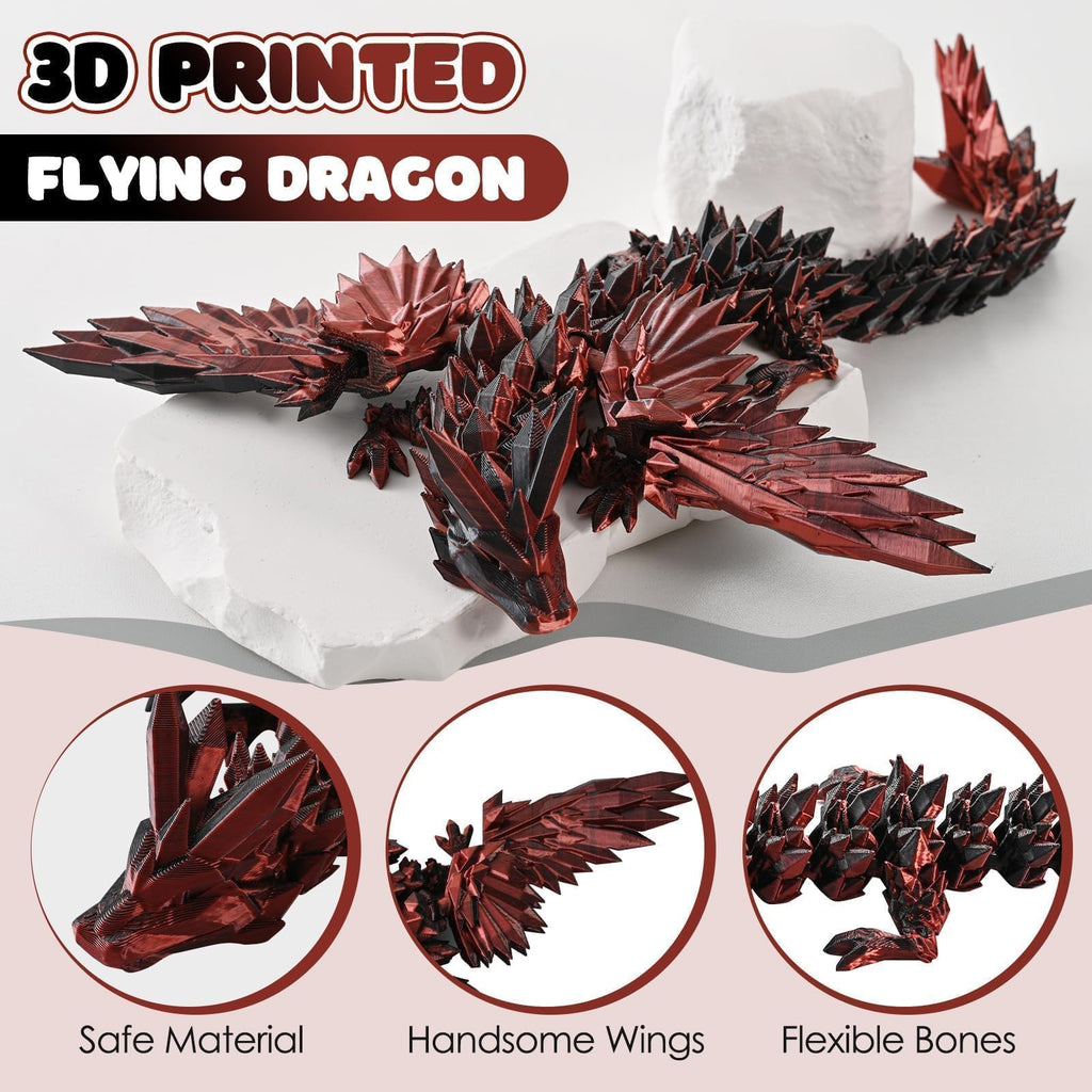 GemmiCho 3D Printed Articulated Dragon Toy | 11-Inch Movable Joints for Stress Relief & Desk Decor