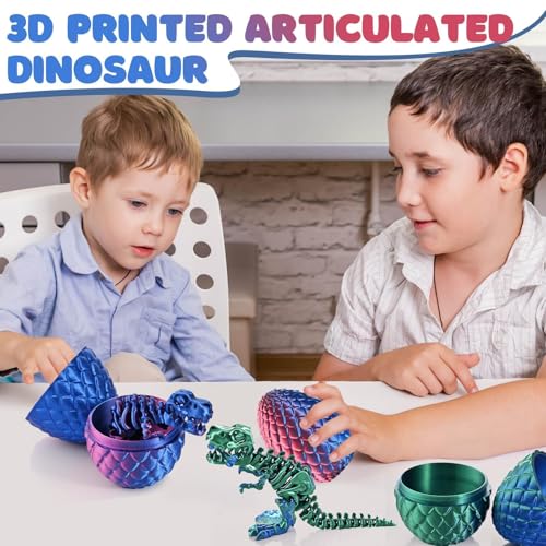 GemmiCho 3D Printed Dinosaur with Egg – Dark Red T-Rex Fidget Toy for Stress Relief