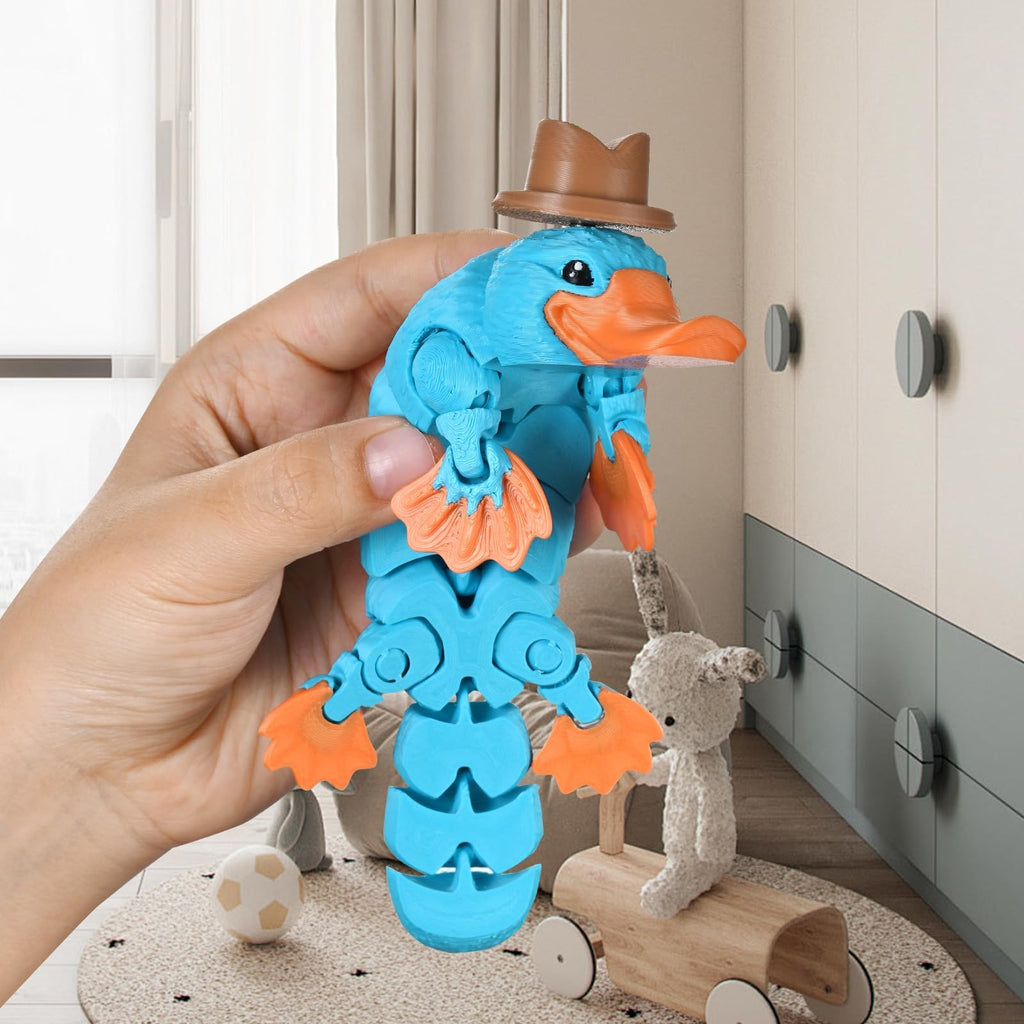 GemmiCho 3D Printed Platypus Toy with Hat – Flexible Articulated Figurine for Stress Relief