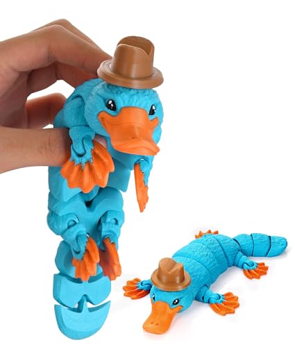 GemmiCho 3D Printed Platypus Toy with Hat – Flexible Articulated Figurine for Stress Relief