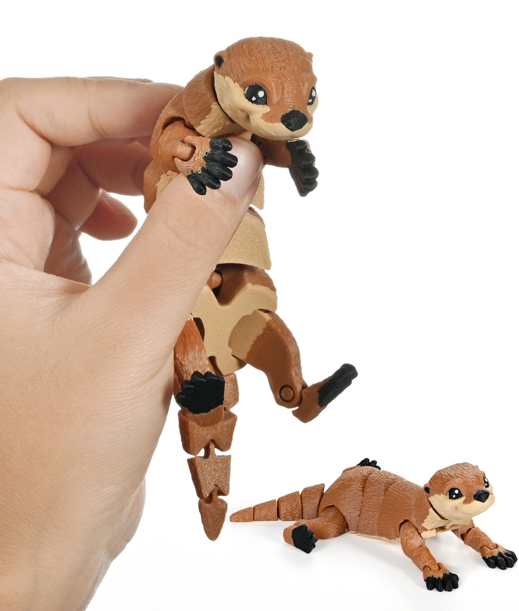 GemmiCho 5.7" Articulated Otter Toy – 3D Printed Fidget Animal for Stress Relief
