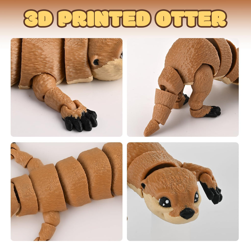 GemmiCho 5.7" Articulated Otter Toy – 3D Printed Fidget Animal for Stress Relief