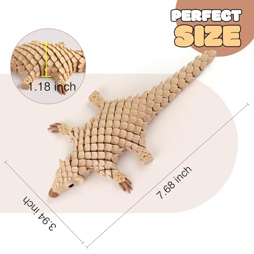 GemmiCho 7.68" Articulated 3D Printed Pangolin Toy – Realistic Scaled Fidget Figure for Stress Relief and Display