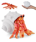 GemmiCho 7.8" 3D Printed Hermit Crab Figurine with Articulated Joints and Shell – Red