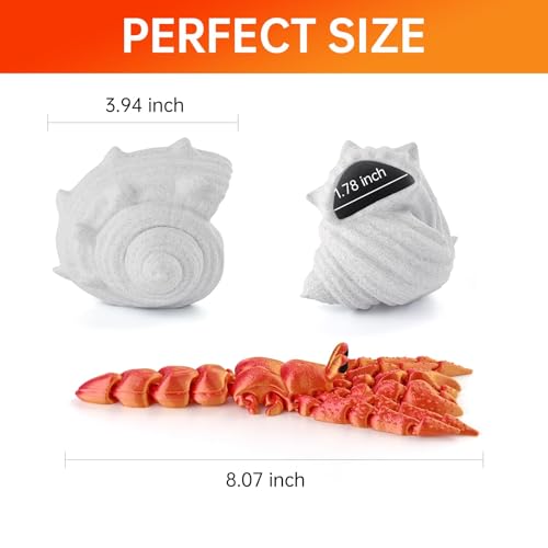 GemmiCho 7.8" 3D Printed Hermit Crab Figurine with Articulated Joints and Shell – Red