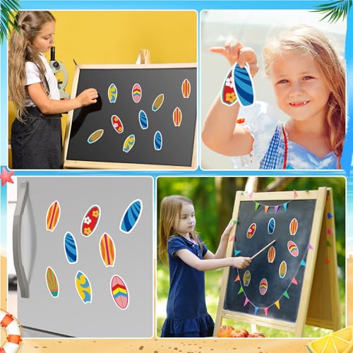 Gemscream 30-Pack Surfboard Magnet Coloring Kit for Kids – DIY Summer Craft with Watercolor Pens