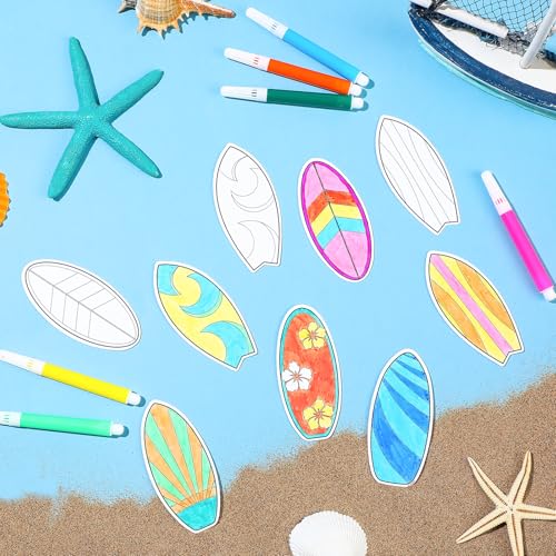 Gemscream 30-Pack Surfboard Magnet Coloring Kit for Kids – DIY Summer Craft with Watercolor Pens