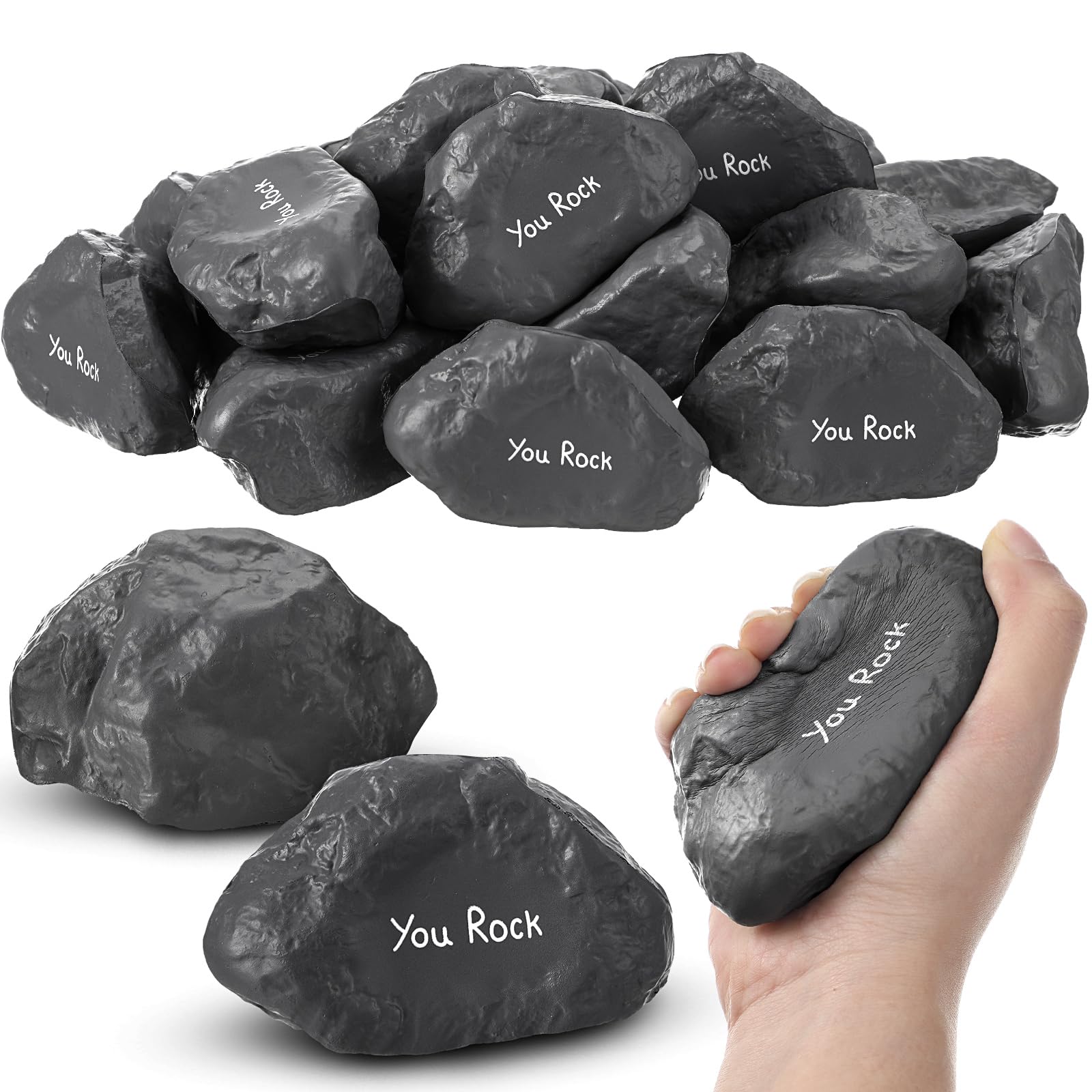 Gemscream 5-Pack 'You Rock' Foam Stress Balls – Funny Motivational Stones for Employee Appreciation Gifts