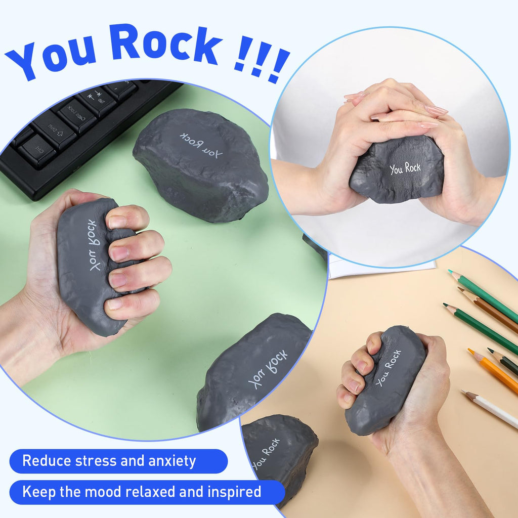 Gemscream 5-Pack 'You Rock' Foam Stress Balls – Funny Motivational Stones for Employee Appreciation Gifts