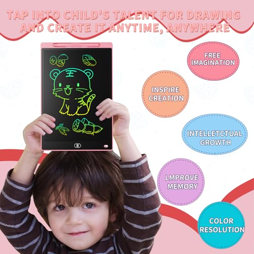 Genialba 12-Inch LCD Writing Tablet 2-Pack (Pink & Purple) – Reusable Doodle Board for Kids Ages 3-8