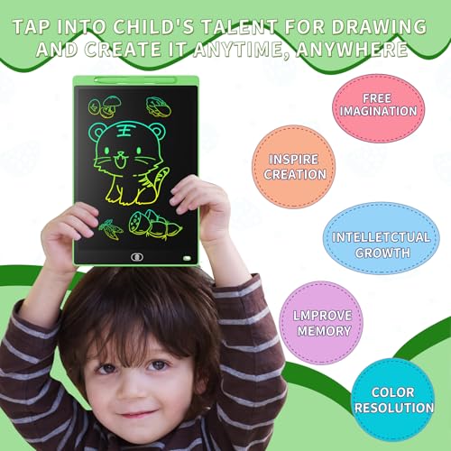 Genialba LCD Writing Tablet 2-Pack: 12-Inch Colorful Doodle Board for Kids Ages 3-8 (Blue & Green)