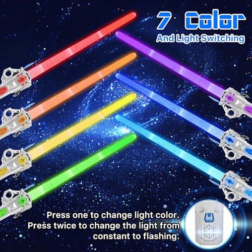 Genqiang Light Up Sword Toy - Retractable Blade, 7 Colors, Sound Effects, USB-C Charging