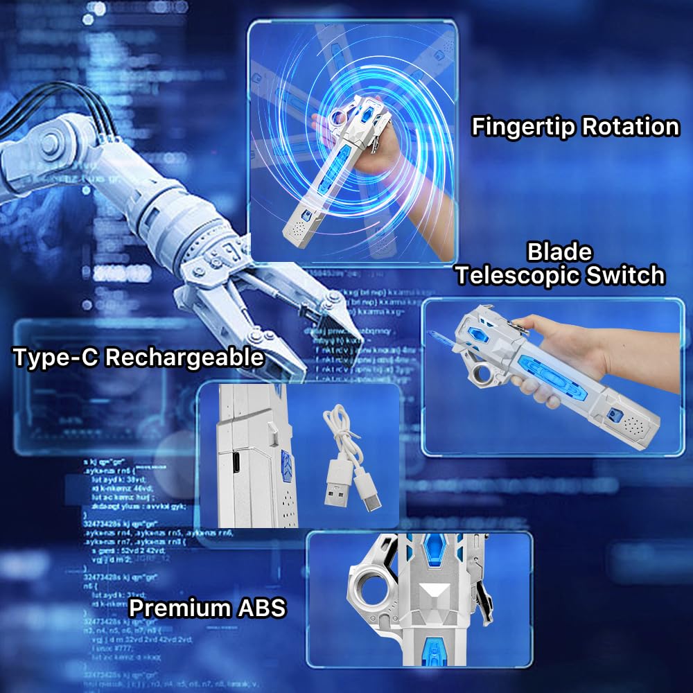 Genqiang Light Up Sword Toy - Retractable Blade, 7 Colors, Sound Effects, USB-C Charging
