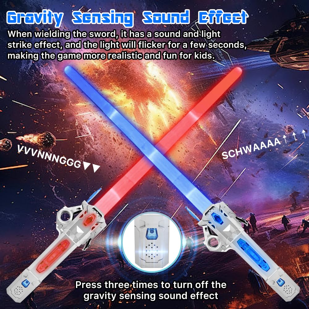 Genqiang Light Up Sword Toy - Retractable Blade, 7 Colors, Sound Effects, USB-C Charging
