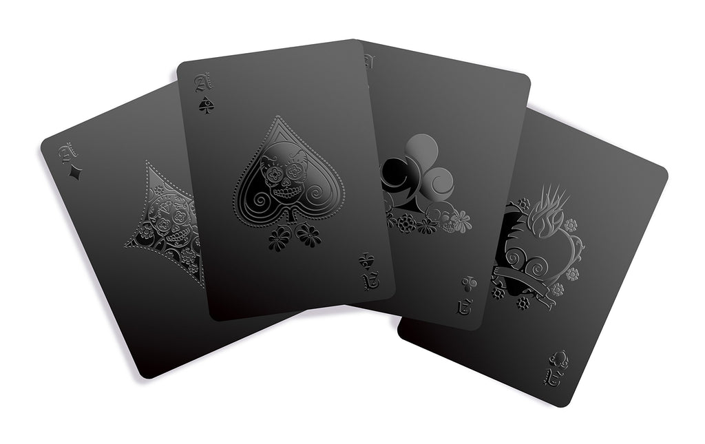Gent Supply Co. Day of the Dead Black Waterproof Plastic Playing Cards – 54-Card Deck