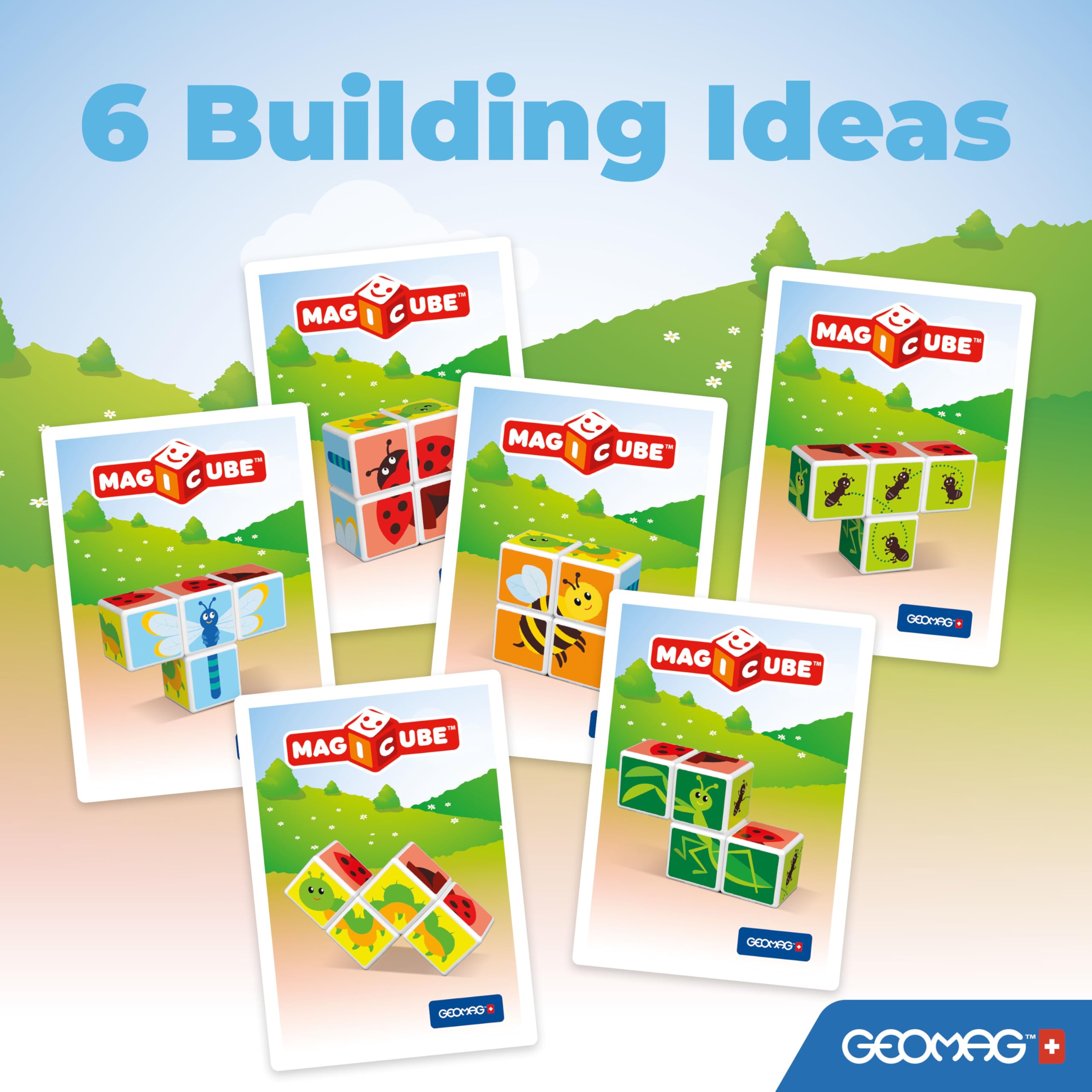 Geomag Magicube Insect 4-Piece Set: Magnetic Building Blocks for Toddlers 1-3