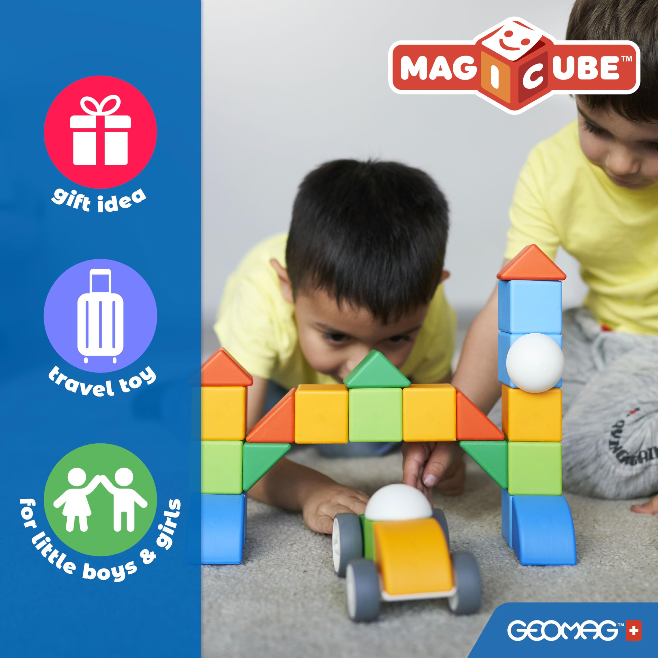 Geomag Magicube Insect 4-Piece Set: Magnetic Building Blocks for Toddlers 1-3
