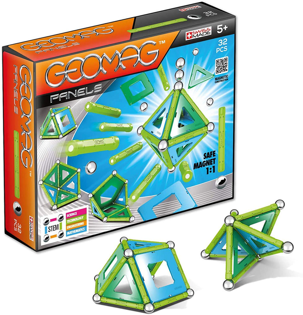Geomag PANELS 32-Piece Magnetic Building Set – Swiss-Made STEM Toy for Kids Ages 5+