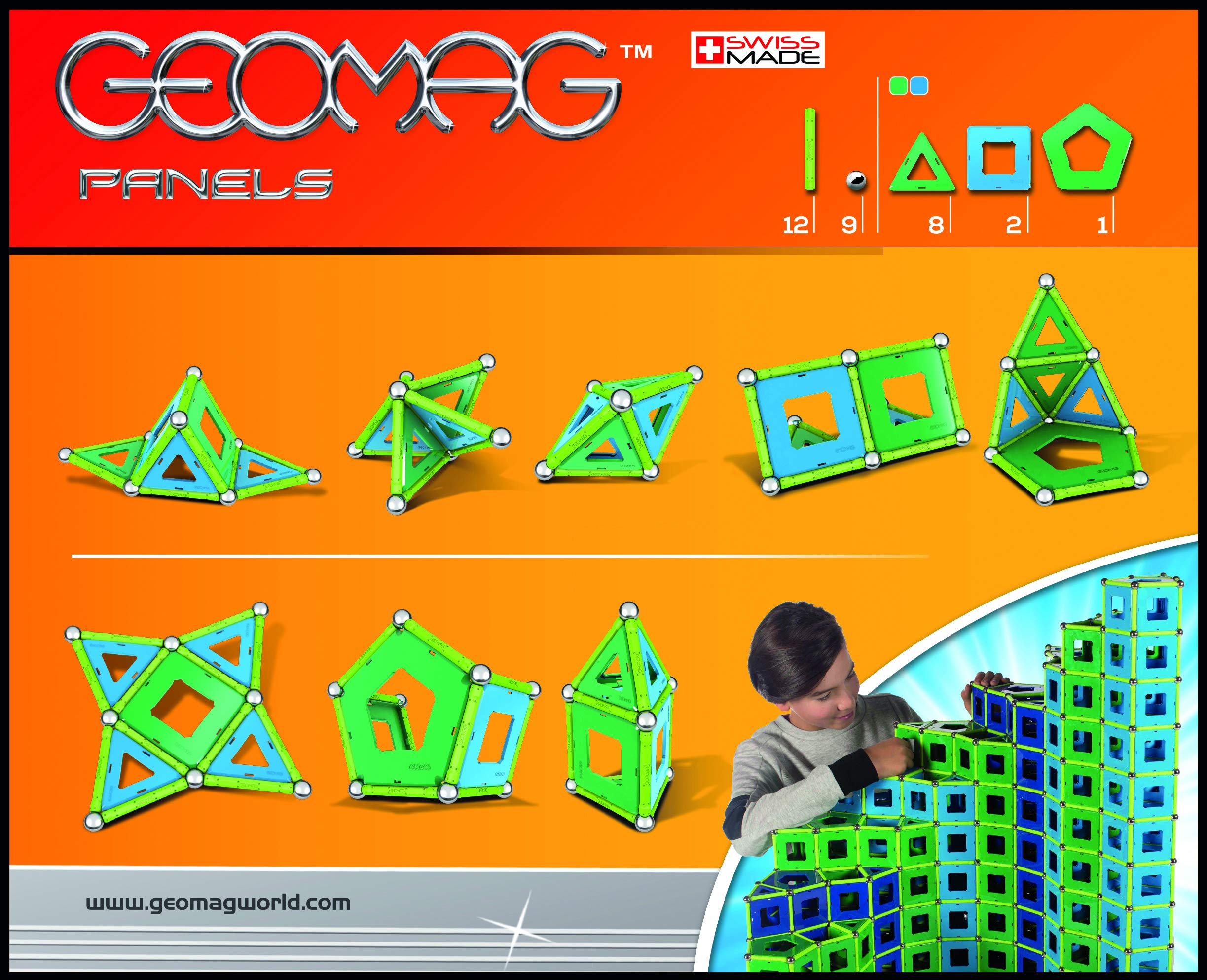 Geomag PANELS 32-Piece Magnetic Building Set – Swiss-Made STEM Toy for Kids Ages 5+