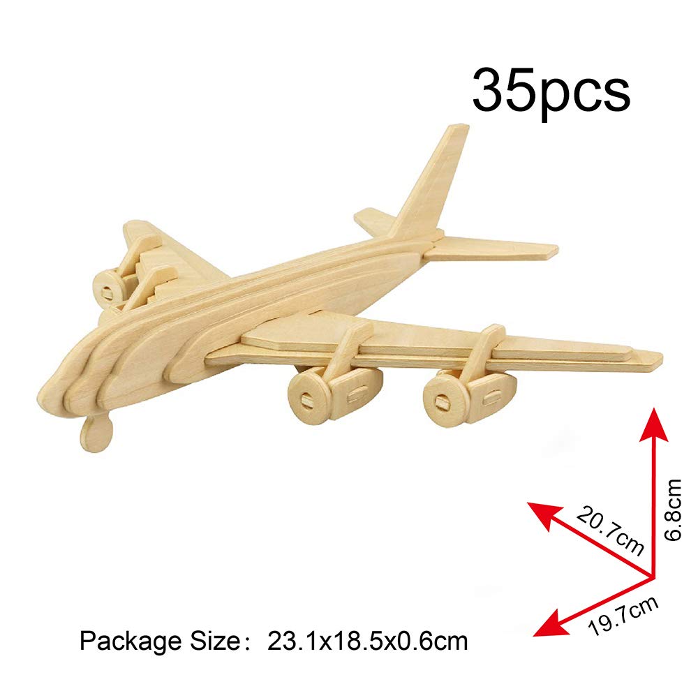 Georgie Porgy 3D Wooden Puzzle Set - 3 Aircraft Models - No Glue or Tools Needed