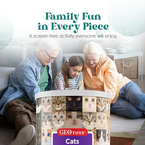 Geotoys 100-Piece Cat Jigsaw Puzzle in Travel Can - 13" x 10" Finished Size, Ages 7+