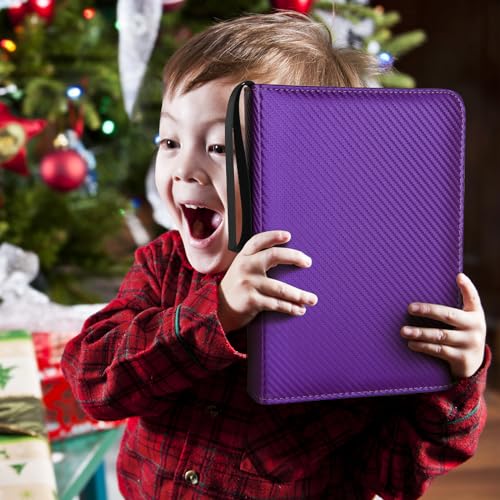 GERMUN 4 Pocket Card Binder - Purple PU Leather Trading Card Album for 400 Cards