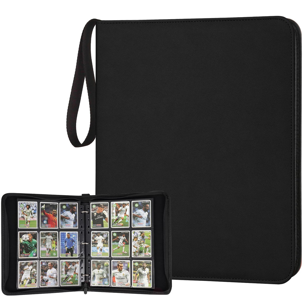 GERMUN 9 Pocket Card Binder - Premium PU Leather Zip Trading Card Album, Holds 720 Cards (Diamond Black)