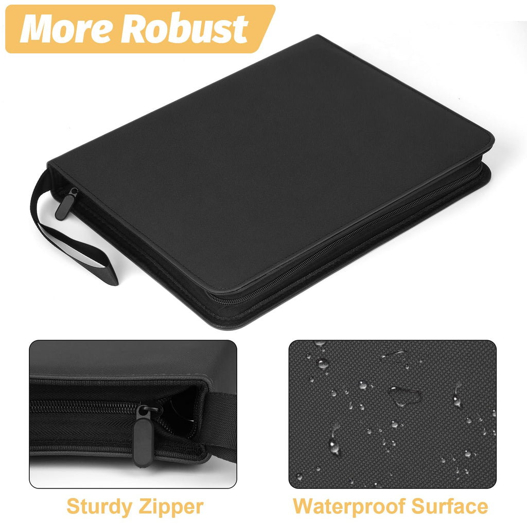 GERMUN 9 Pocket Card Binder - Premium PU Leather Zip Trading Card Album, Holds 720 Cards (Diamond Black)