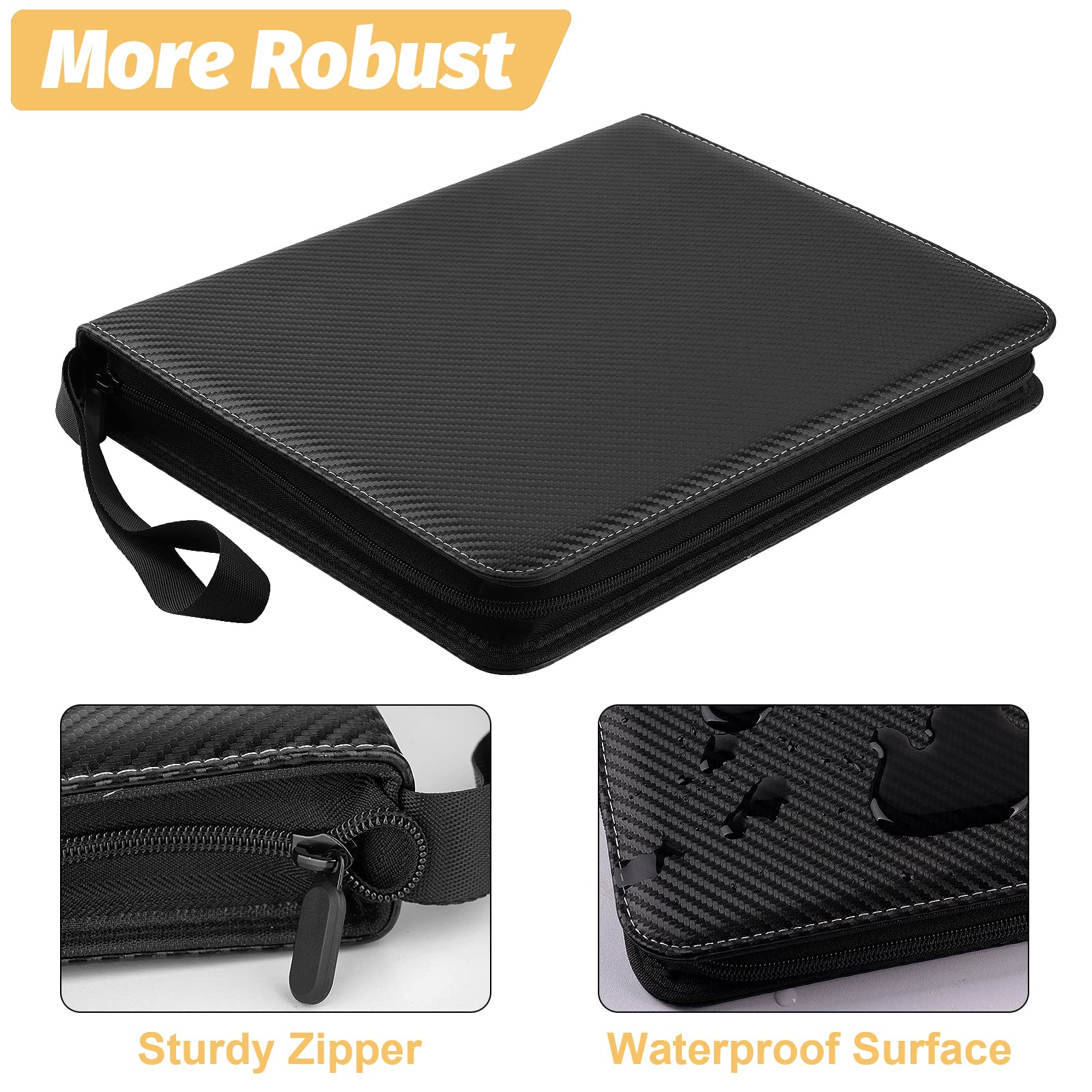 GERMUN 900-Pocket Trading Card Binder - 9-Pocket Carbon Black, for MTG, Baseball Cards, Kids
