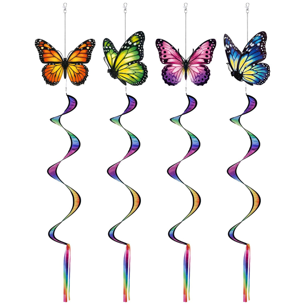 Gerrii 4-Pack Monarch Butterfly Windsocks - 49-Inch Outdoor Wind Spinners for Garden Patio Decor