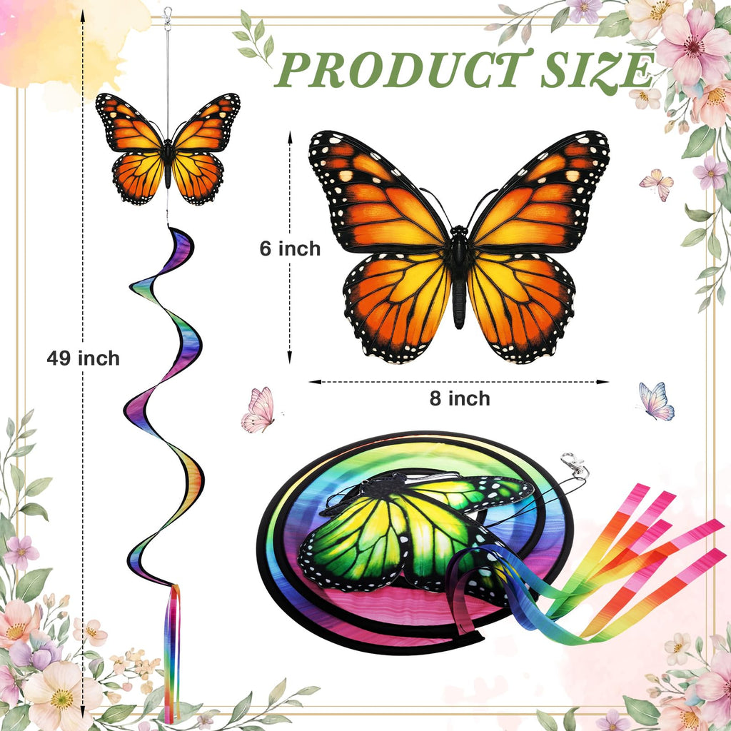 Gerrii 4-Pack Monarch Butterfly Windsocks - 49-Inch Outdoor Wind Spinners for Garden Patio Decor