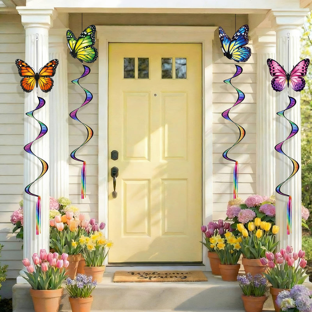 Gerrii 4-Pack Monarch Butterfly Windsocks - 49-Inch Outdoor Wind Spinners for Garden Patio Decor