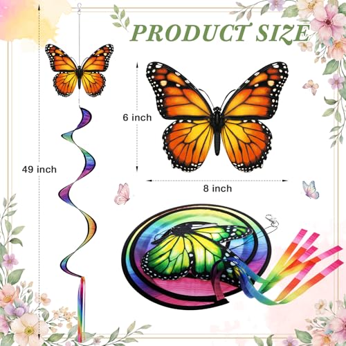 Gerrii 4-Pack Monarch Butterfly Windsocks - 49-Inch Outdoor Wind Spinners for Garden Patio Decor