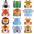 Gersoniel 24-Pack Jungle Animal Party Hats with Matching Ropes – Birthday Crowns for Kids