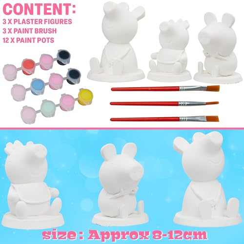 Get Trend Peppa Pig Paint Your Own Figurines Kit – Plaster Painting Set for Kids, DIY Arts & Crafts for Girls