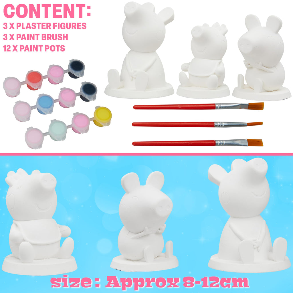 Get Trend Peppa Pig Paint Your Own Figurines Kit – Plaster Painting Set for Kids, DIY Arts & Crafts for Girls