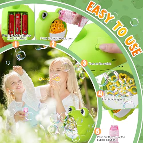 Getatoy Frog Bubble Machine – Outdoor Bubble Blower for Kids Ages 3-8