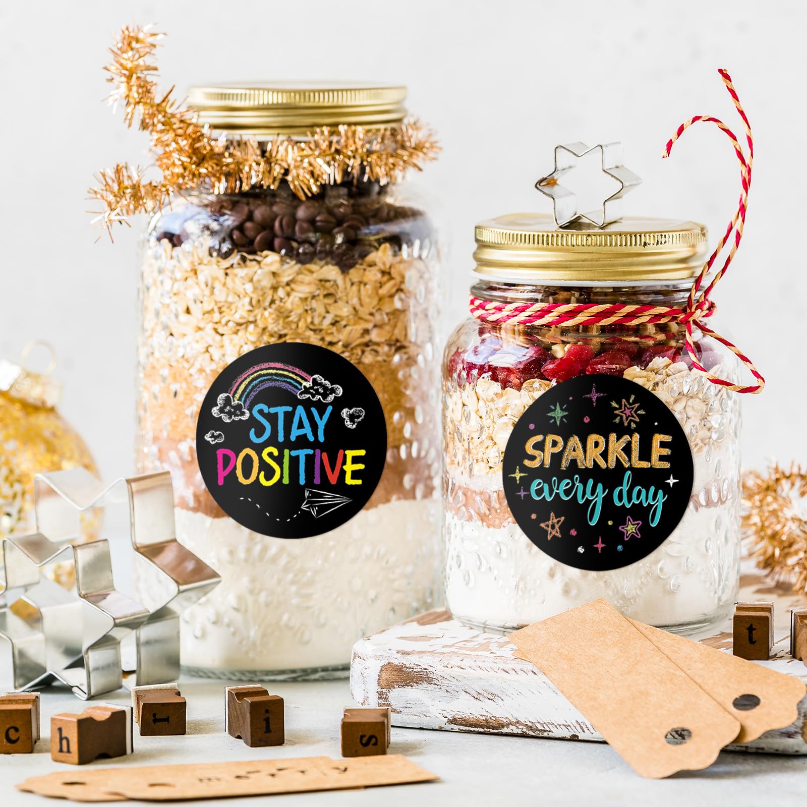 Geyee 1000-Piece Kindness & Vibes Stickers – Positive Affirmation Motivational Decals, Chalkboard Style