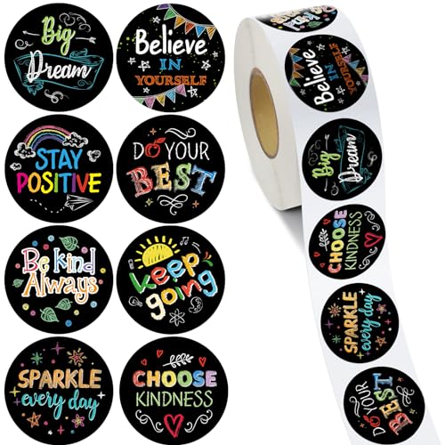 Geyee 1000-Piece Kindness & Vibes Stickers – Positive Affirmation Motivational Decals, Chalkboard Style