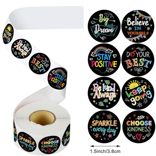 Geyee 1000-Piece Kindness & Vibes Stickers – Positive Affirmation Motivational Decals, Chalkboard Style