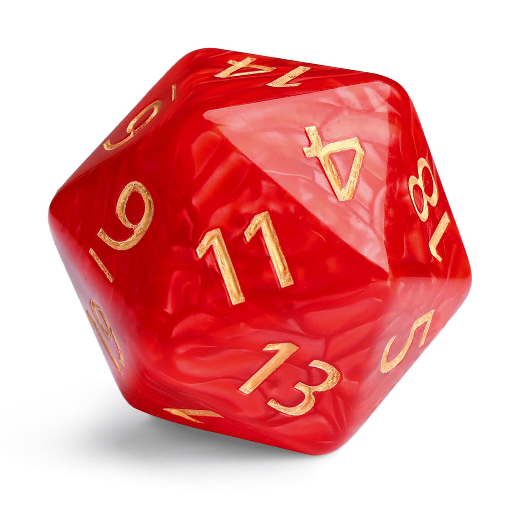 Giant 55mm D20 Dice – Red Pearl Finish – Jumbo Polyhedral Die for D&D, RPG & MTG