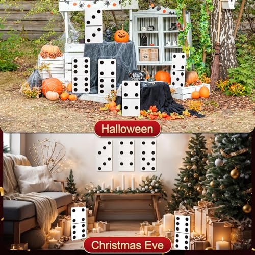 Giant Domino Decor Set 5-Pack – Jumbo 15.7x7.87 Inch Cardboard Stand-Ups for Casino & Game Night Parties by BlitzFill