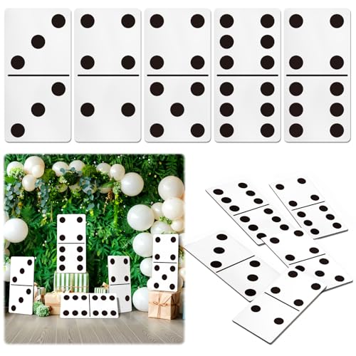 Giant Domino Decor Set 5-Pack – Jumbo 15.7x7.87 Inch Cardboard Stand-Ups for Casino & Game Night Parties by BlitzFill